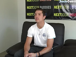 Casted candidly jock wanking dick insusceptible to the couch